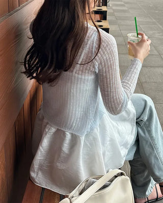 V-neck sheer cardigan