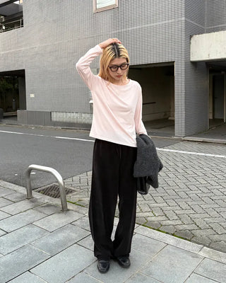 Round neck simple long T-shirt