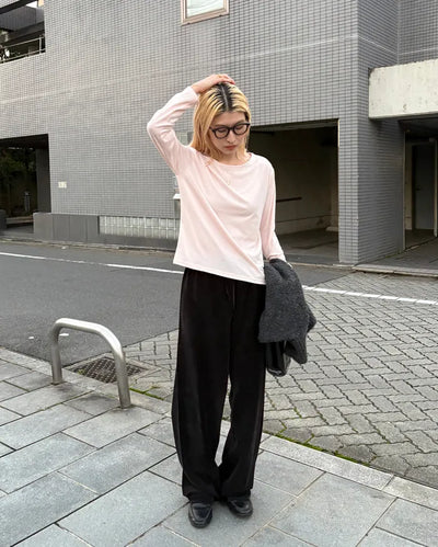 Round neck simple long T-shirt