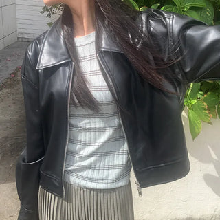 Leather blouson jacket hoodie