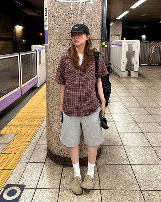 Pocket Check Half Shirt