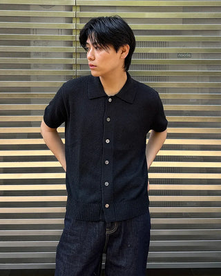 Boucle Collar Short-Sleeve Cardigan