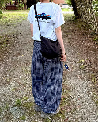 Pintuck Check Banding Pants