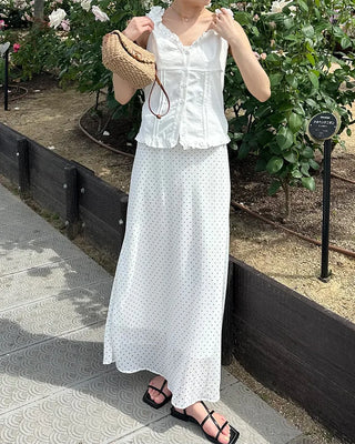 Polka Dot Chiffon Long Skirt