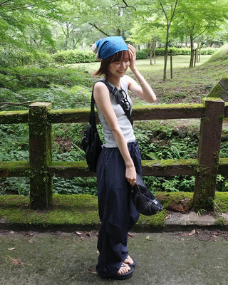 Elastic waist parachute pants