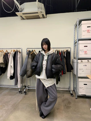 [NEVERSEEZ] Cropped Puffer Down Jacket