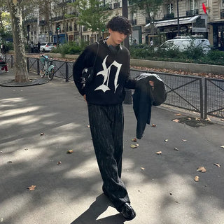 Unique Pattern Denim Pants
