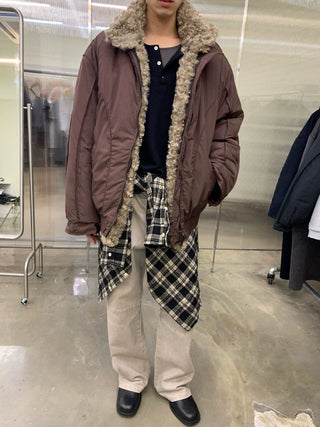 NEVERSEEZ Detachable Fur Collar Parka Jacket