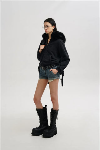 [MASONPRINCE] Fur Collar Fleece Hooded Jacket