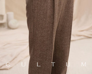 [CULTUM] Wool Herringbone Double-Pleated Trousers