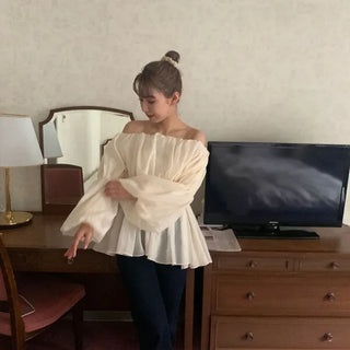 Balloon off-shoulder blouse