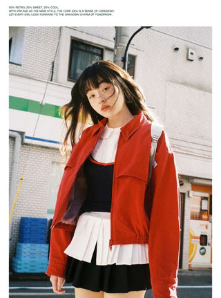 [Moromoro2] Washed Cotton Cropped Jacket