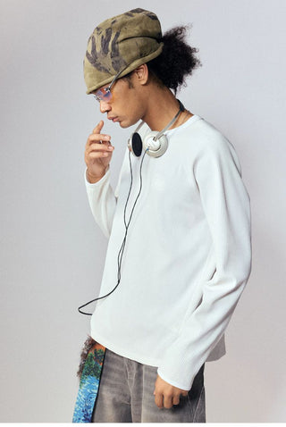 [Monterest] Waffle Knit Drop Shoulder Long Sleeve Tee