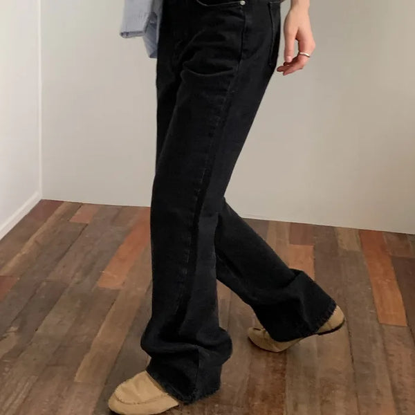 Semi-bootcut denim pants
