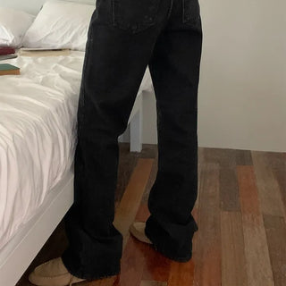Semi-bootcut denim pants