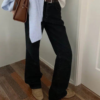 Semi-bootcut denim pants
