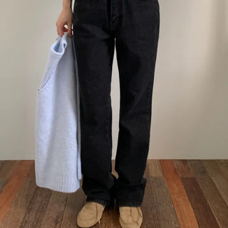 Semi-bootcut denim pants