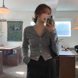 Slim Shirred Cardigan