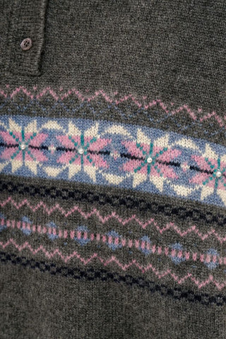 [Moromoro2] Pearl Snowflake Fair Isle Knit  Sweater