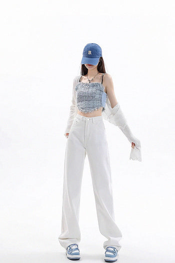 high waist wide-leg jeans