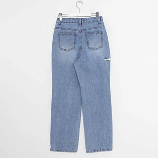 Slit wide denim pants