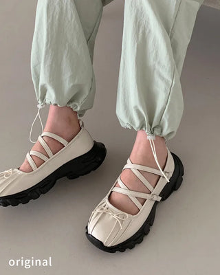 Platform Mary Jane Ribbon Platform Loafer Sneakers (2 colors)