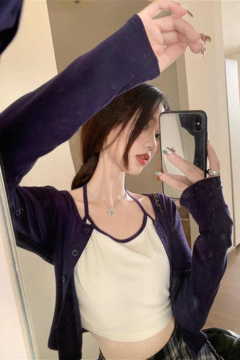Two fake piece long sleeve top