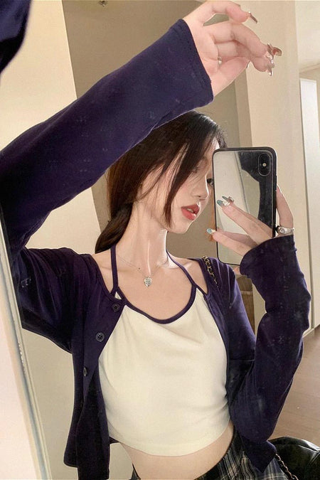 Two fake piece long sleeve top