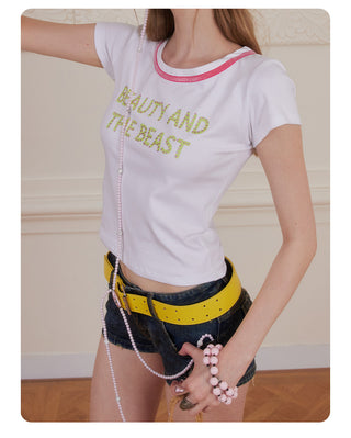 [NECY] Glitter Neckline Rhinestone Short