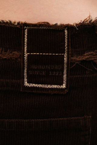 [Moromoro2] Distressed Plaid Corduroy Cargo  Pants