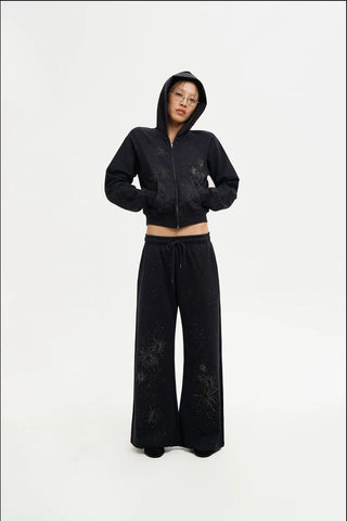[MASONPRINCE] Firework Rhinestone Hoodie Set
