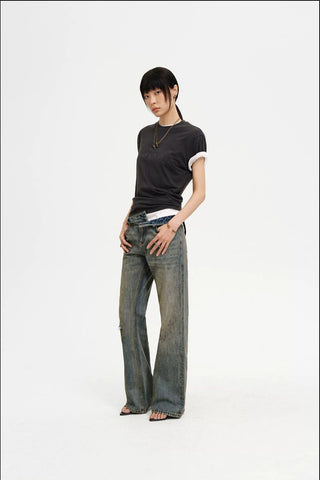 [MASONPRINCE] Mirror Logo Print Slim Fit T-Shirt
