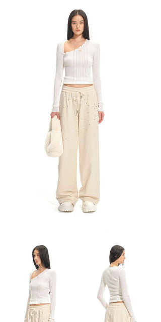 [NOTAWEAR] Rhinestone Gradient Wide Leg  Sweatpants