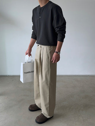 Getty Herringbone Double-Pleat Half-Band Pants