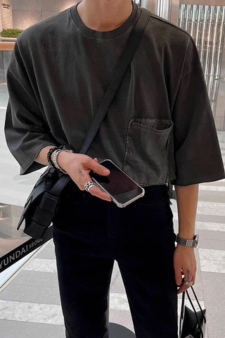 old washed gray loose t-shirts