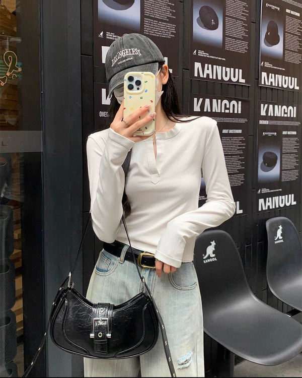 slim fit long-sleeved top