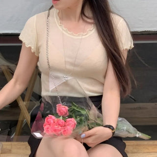 Layered sheer short-sleeved T-shirt (3c)