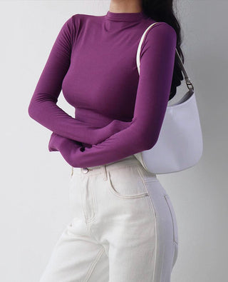 slim turtleneck long-sleeve top