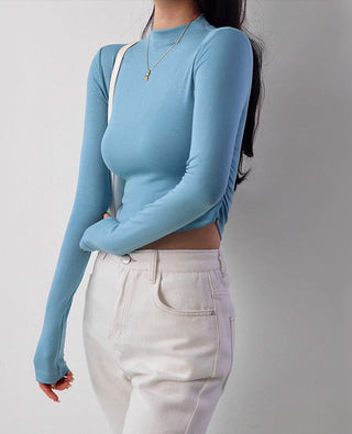 slim turtleneck long-sleeve top