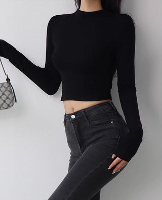 slim turtleneck long-sleeve top