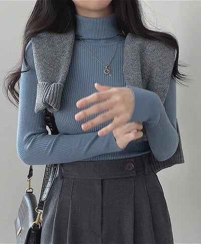 turtleneck knitted slim-fit sweater