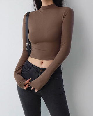 slim turtleneck long-sleeve top
