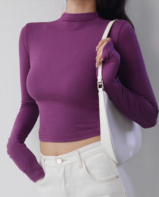 slim turtleneck long-sleeve top