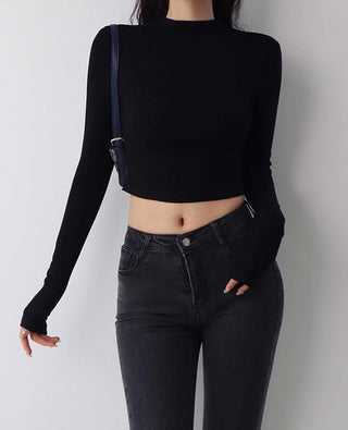slim turtleneck long-sleeve top