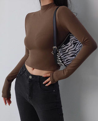 slim turtleneck long-sleeve top