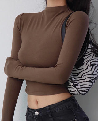 slim turtleneck long-sleeve top