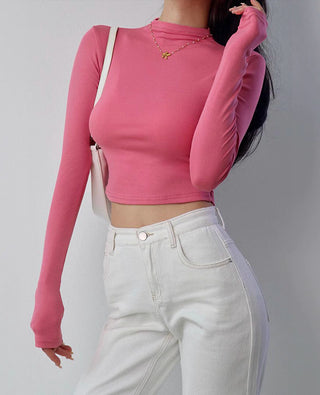 slim turtleneck long-sleeve top