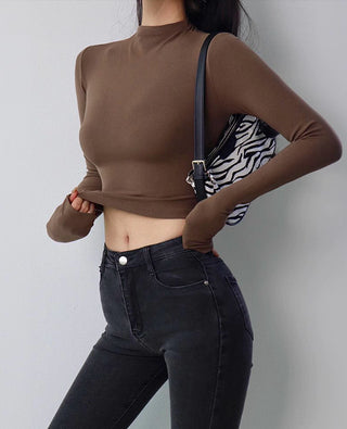 slim turtleneck long-sleeve top