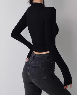 slim turtleneck long-sleeve top