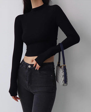 slim turtleneck long-sleeve top